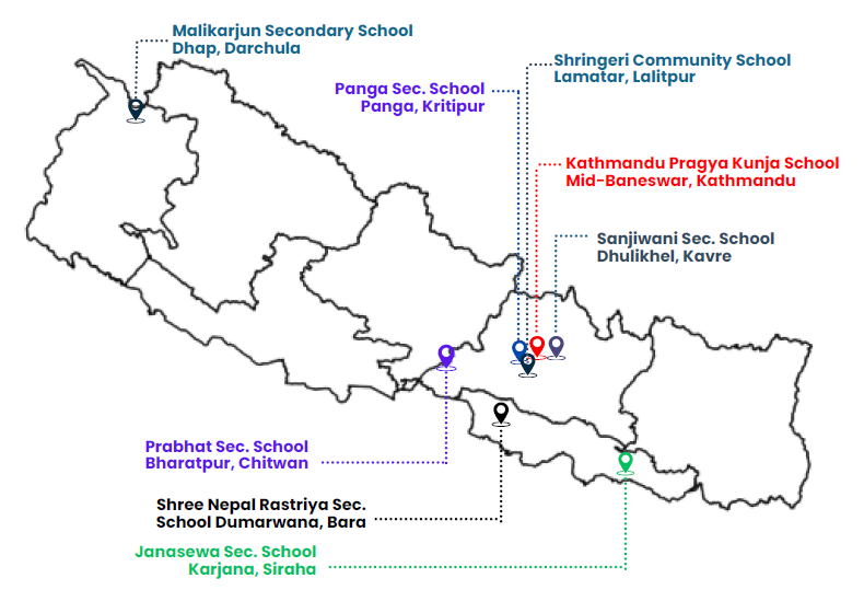 Kort af verkefnastöðum EWB Ísland í Nepal